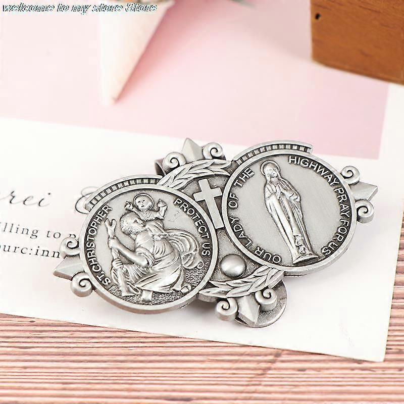 St Christopher Medal Car Saint Christopher Visor Clip Auto Sun Visor Accessories JOHX