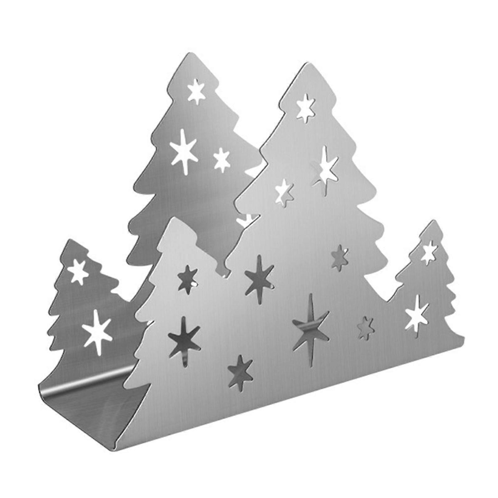 Hollow-Out Napkin Rack Rustproof Smooth Edge Christmas Tree Shaped Tissue Paper Towel Storage Holder Table Decor Qinghai