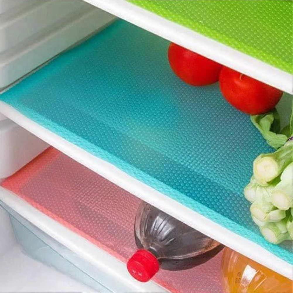 Fashionable Fridge Mats Antibacterial Anti Mildew Anti Moisture Fridge Shelf Mat 4 Pcs Blue