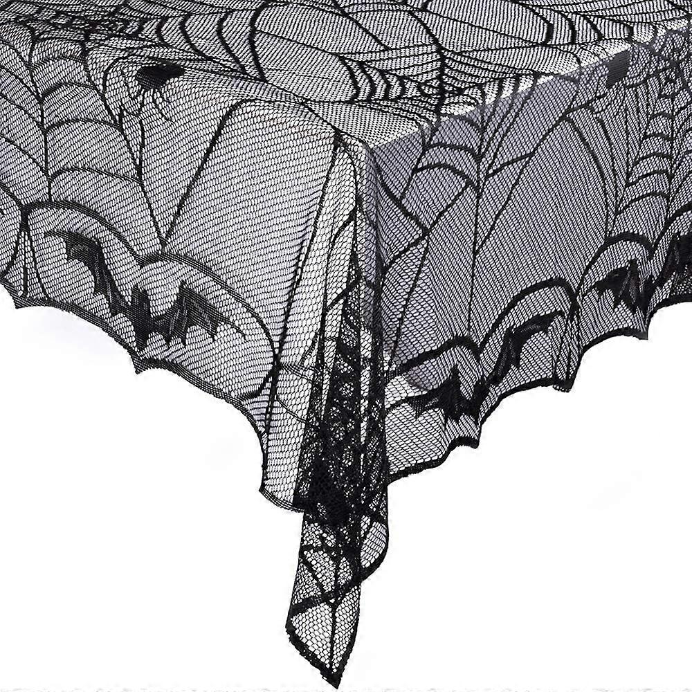 Halloween Tablecloth Lace Rectangular Black Spider Web for Gothic Halloween Party Home Decorations