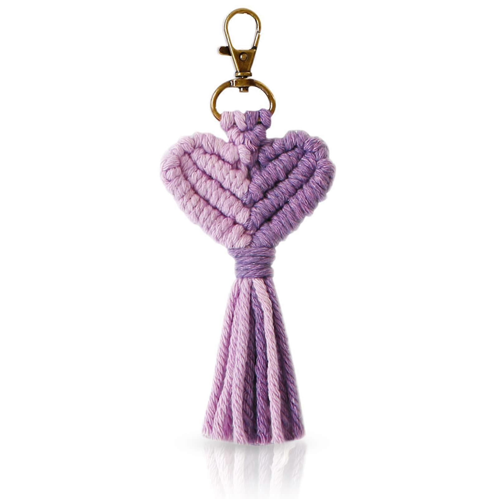 LINJOU Boho Heart Shape Keychains, The Nordic style Charms with Tassels Handcrafted Accessory