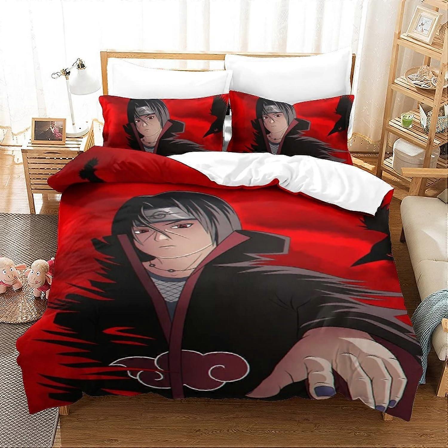 مجموعة الفراش D ناروتو مجموعة الفراش شخصيات أنيمي غطاء لحاف مزخرف أكياس وسائد ، إغلاق سحاب ، قطع ناعمة للمراهقين الصبي والبنات