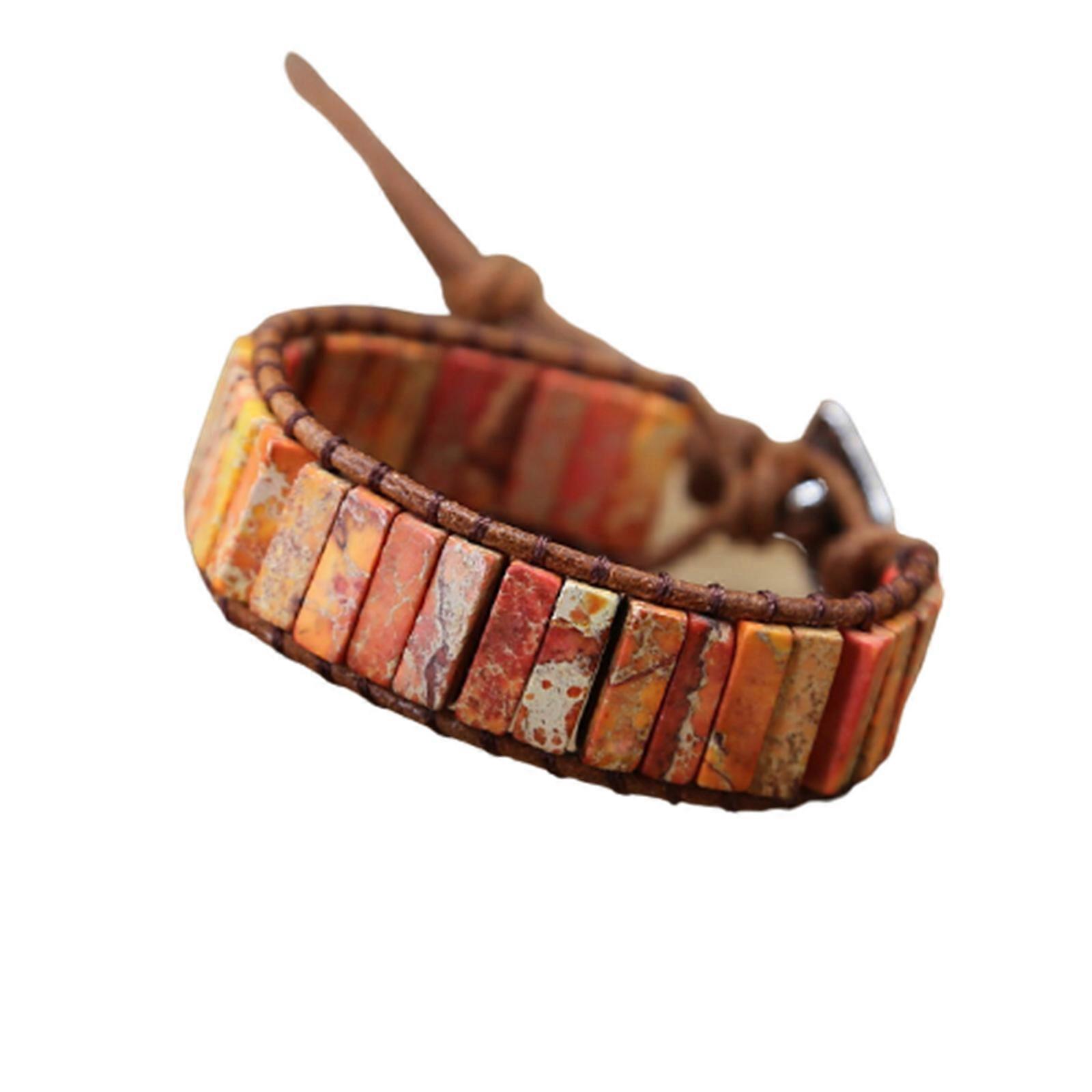7 Chakra Bracelets Handmade Colorful Bracelet Chakra Beads Stone Leather Wrap Bangle