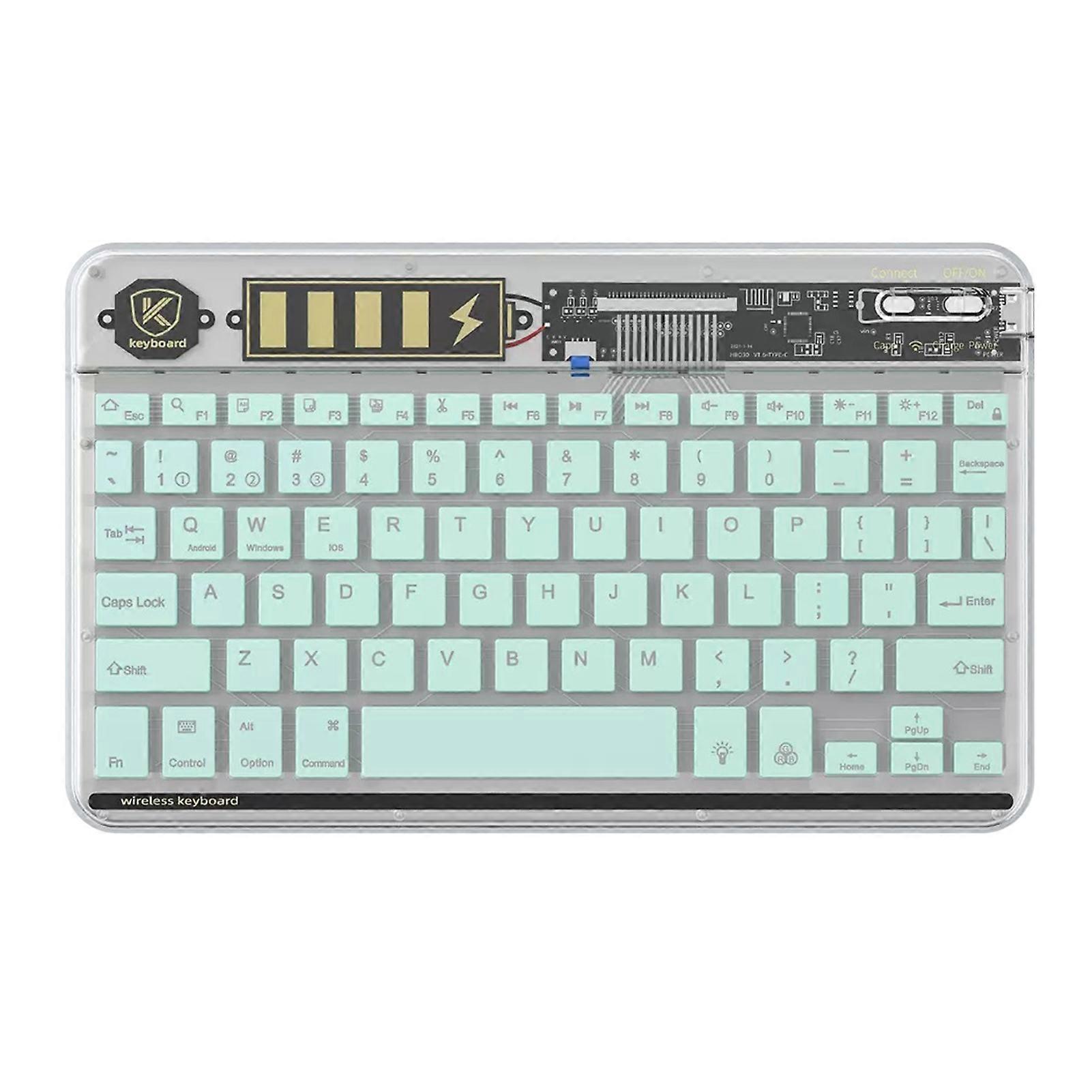 10 inch Transparent Backlit Wireless Keyboard Quiet Waterproof PC Keyboards for PC Laptops Tablets