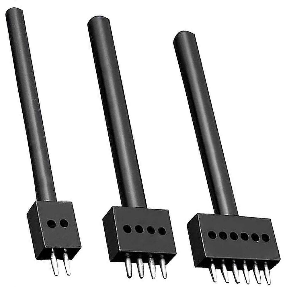 Punch Tool Set 3Pcs 5mm Leather Row Round Hole Tooth Punch Tool, 2/4/6 Circular Cut Lacing Stitchi