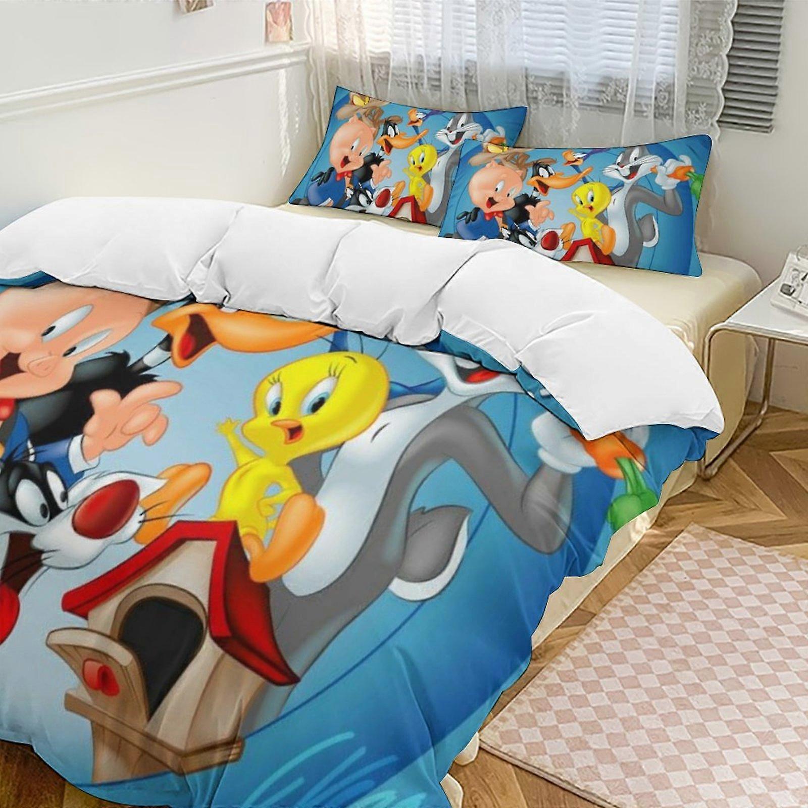 c456 TweetyBird 2 Capa de Edredom de Cama Conjuntos de Cama de Microfibra Conjuntos de Edredom Leves de 3 Peças, 1 Capa de Edredom e 2 Fronhas para Crianças ee456