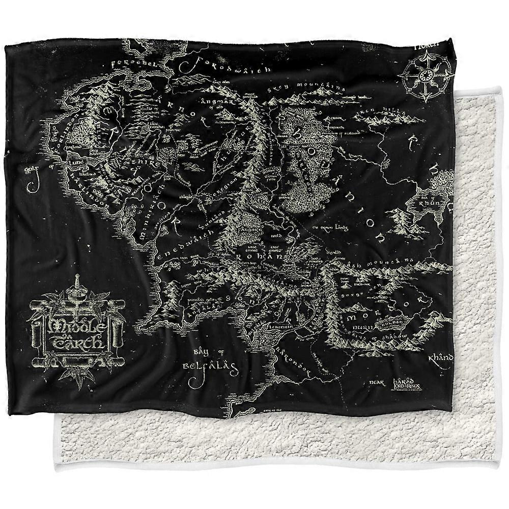 The Lord of The Rings Blanket, Black Map of Middle Earth Silky Touch Sherpa Back Super Soft Throw Blanketascf273