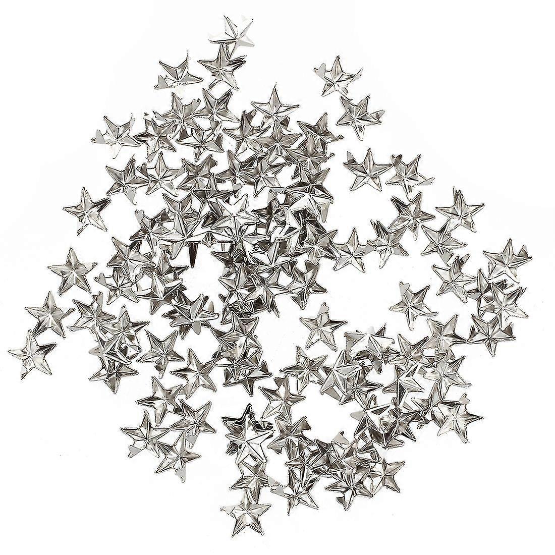 100 X Silver Star Rivets For Bag/shoes/gloves 10mm