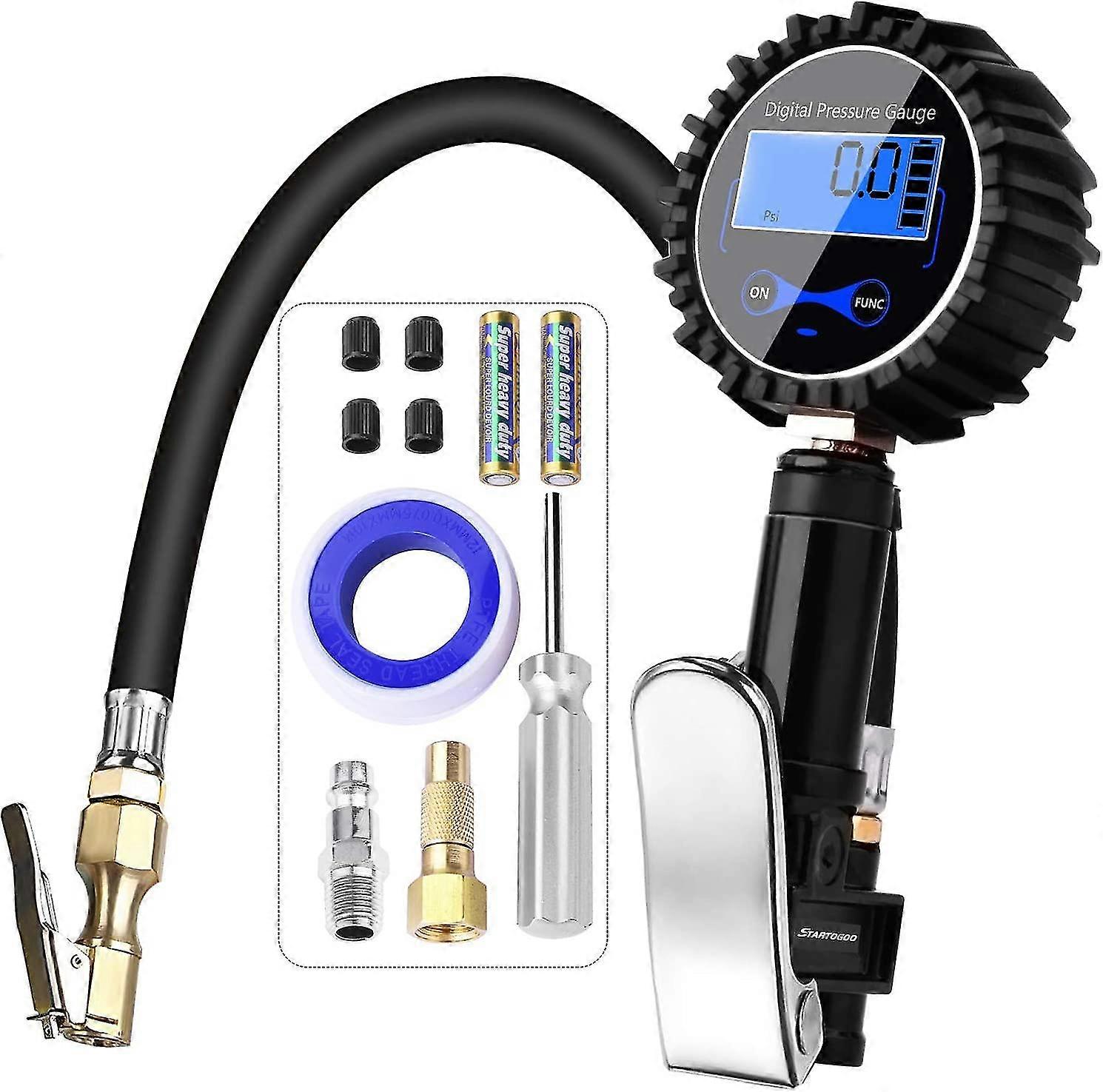 200psi Digital Tire Pressure Gauge Gauge Inflator And Compressor Gun Nozzle With Lcd Display