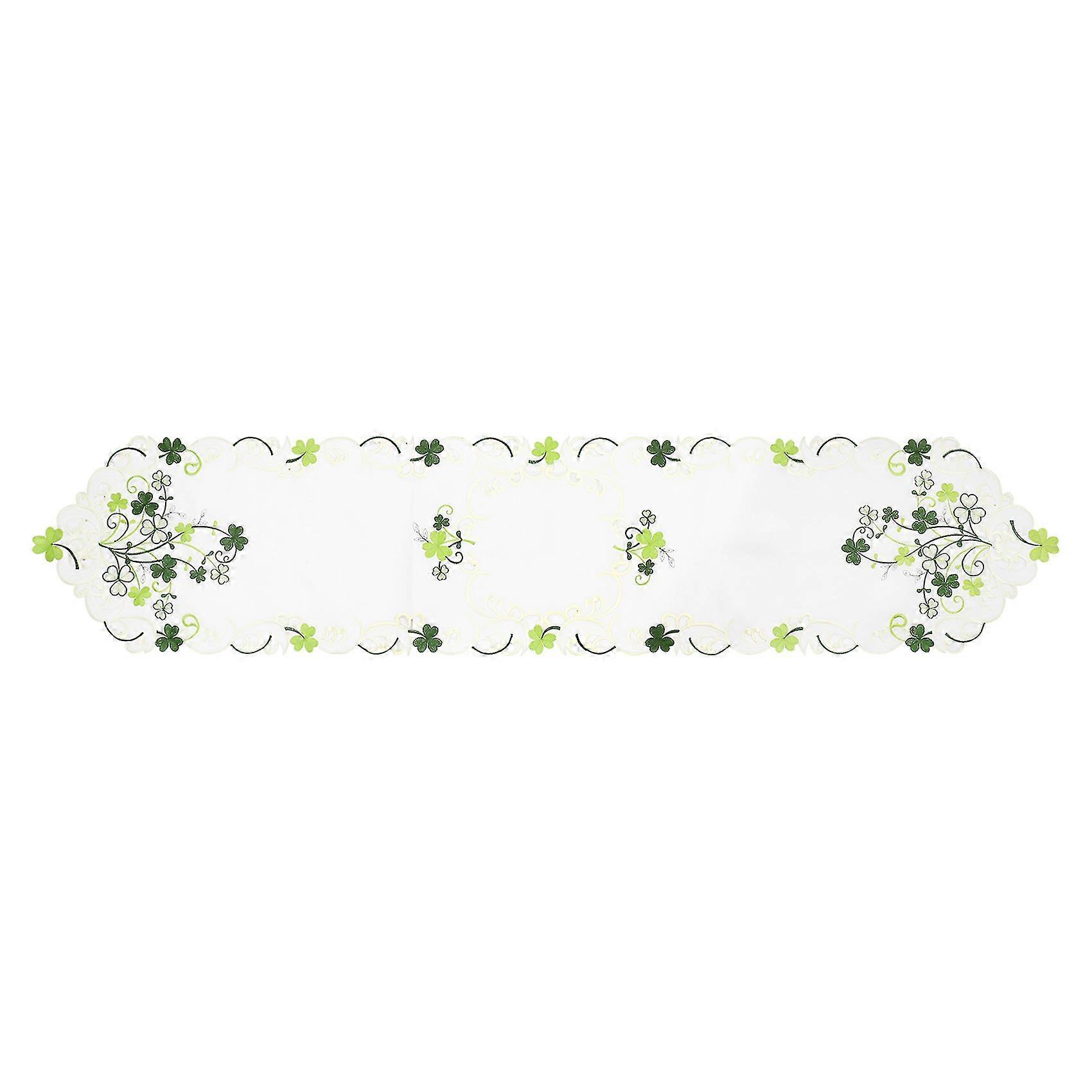 Table Runner, Farmhouse Hollow Floral Embroidered Rectangle Table Flags For Dining Coffee Home Table