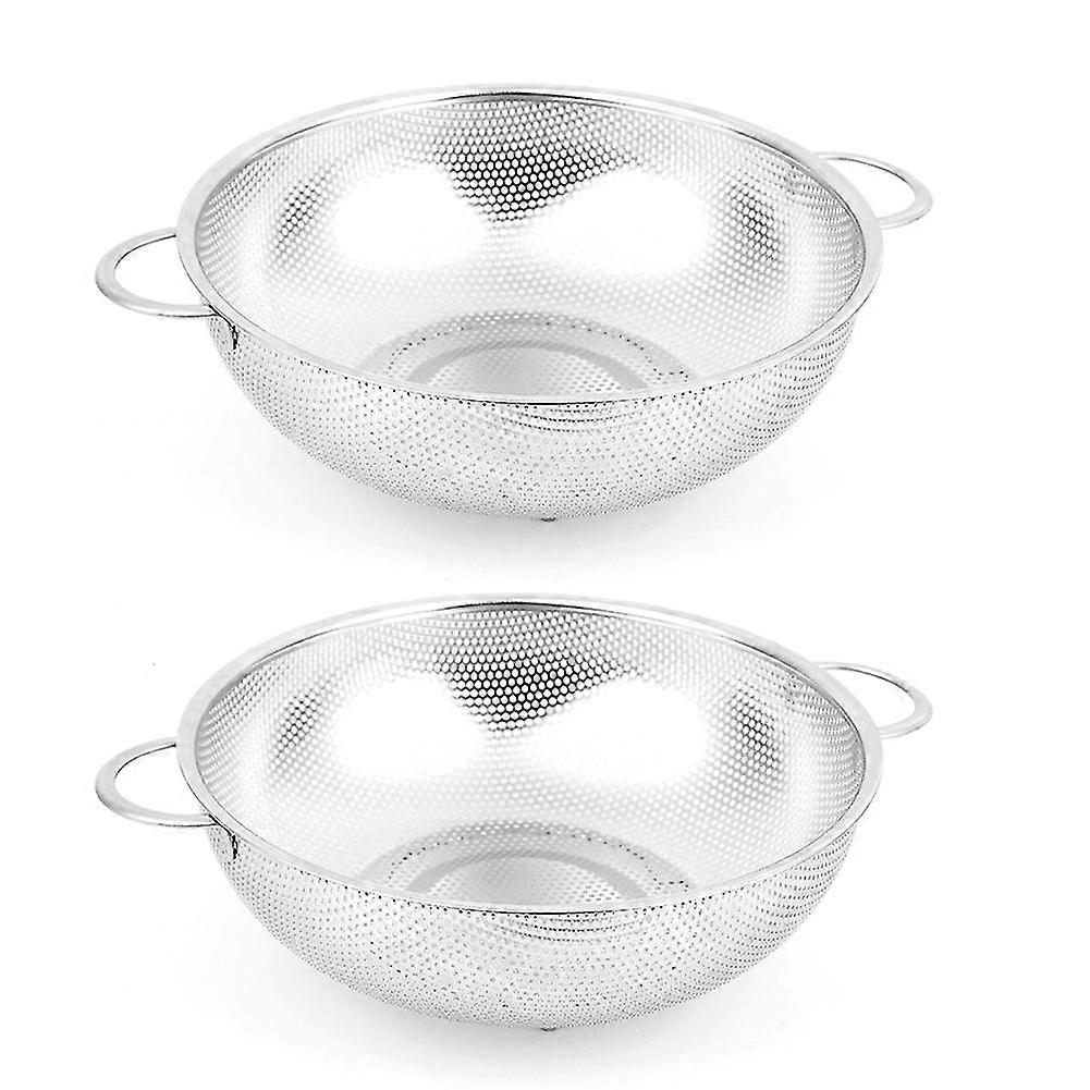 2 Pcs Stainless Steel Colanders With Handle,colander Perforated Strainer For Kitchen Pasta/vegetabl