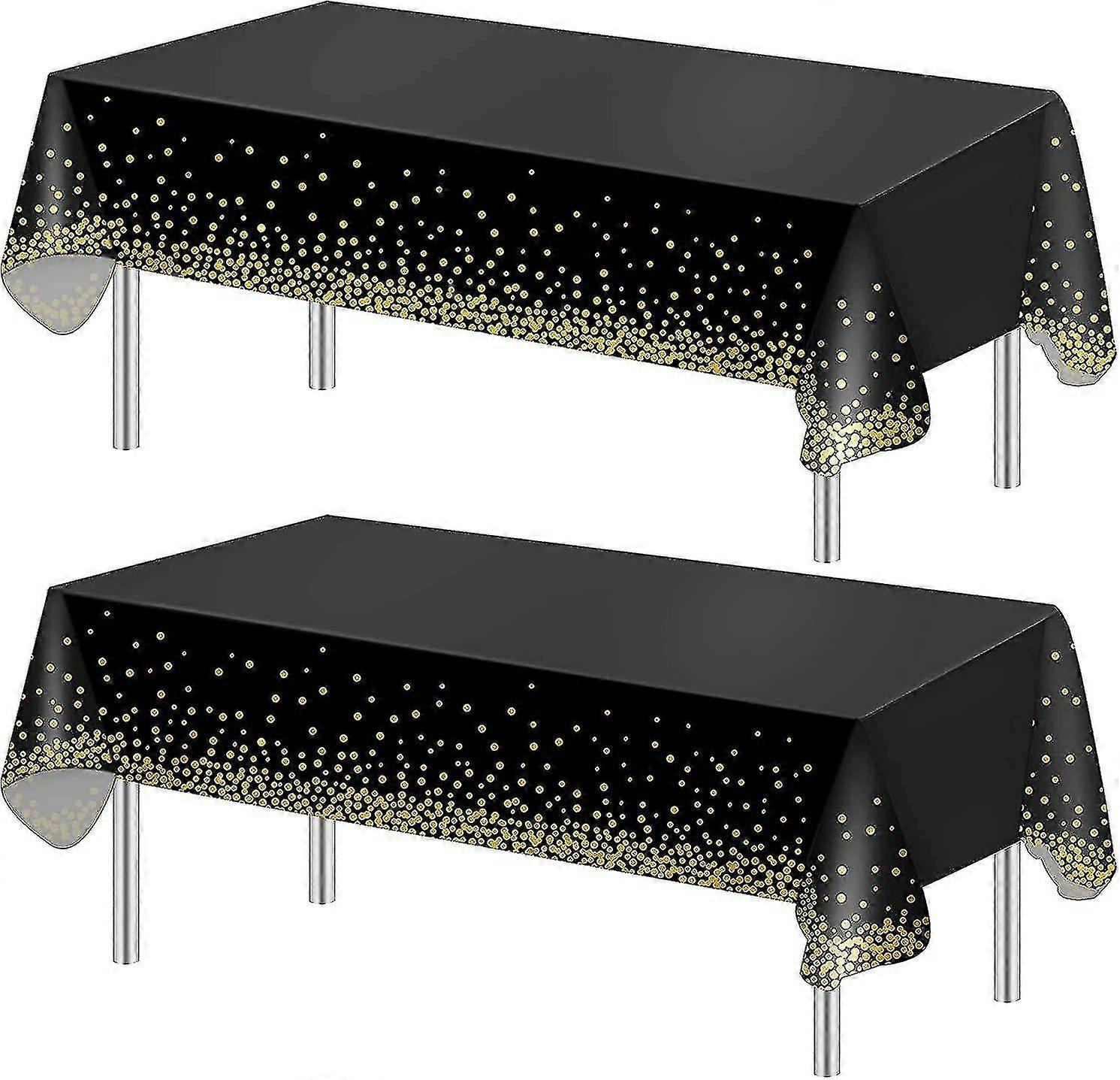 2er Pack Schwarz Gold Punkt Tischdecken Party Tischdecke Konfetti Rechteckiger Tisch Geschenk