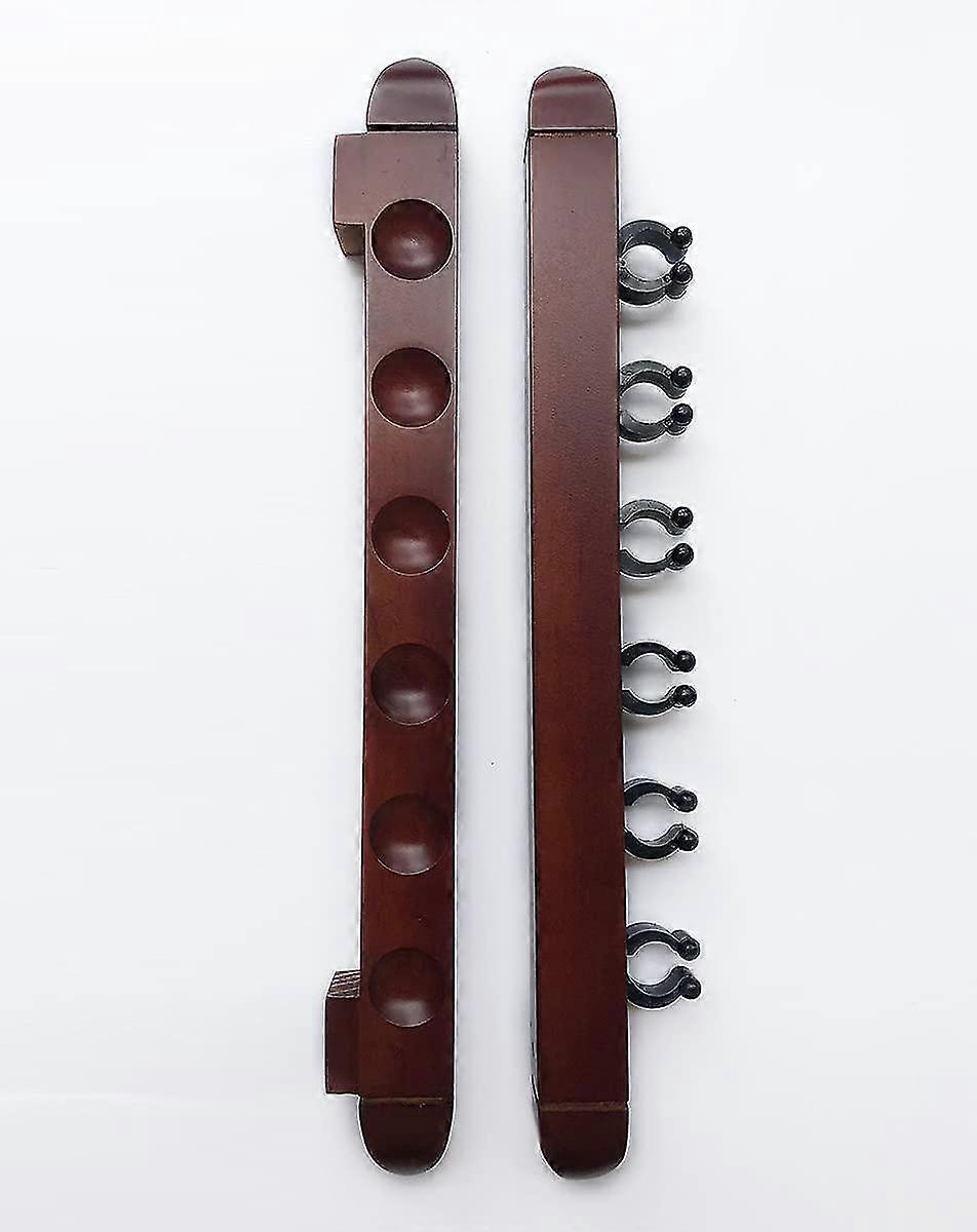 Billiard Wooden Cue Rack For 6 Pool Sticks, Wall Mount Hardwood Pool Cue Sticks Rack