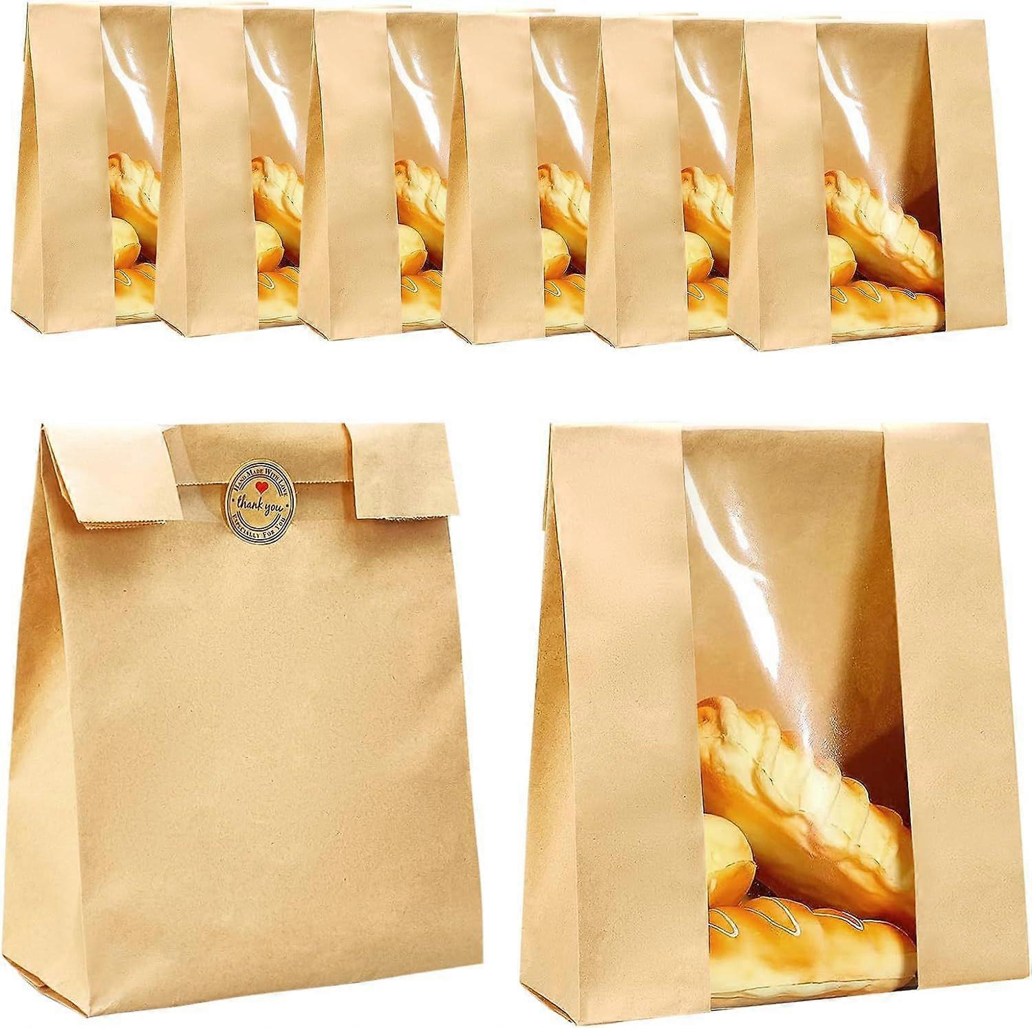 Reliable yellow paper bread bag with see-through window for bakery counter 50pcs