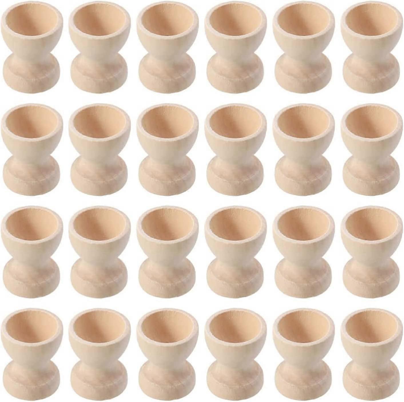 24Pcs Wooden Egg Cups,Easter,Smooth Surface And Edges,Free To Scribble
