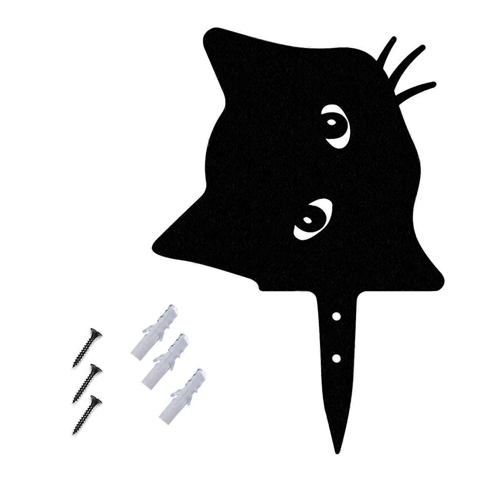 1 Set Garden Stake Rust-free Coated Surface Sharp Tip Realistic Look Decorative Weather-proof Black Peeping Cat Ground Insert Home Supply KAESI