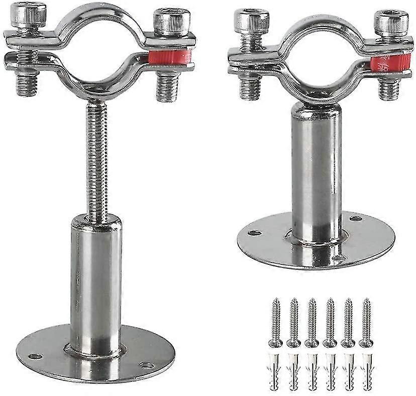 Stainless Steel Wall Mount Ceiling Mount Pipe Supports, 2pcs Adjustable Pipe Bracket Clamp Pipe Straps With Screws