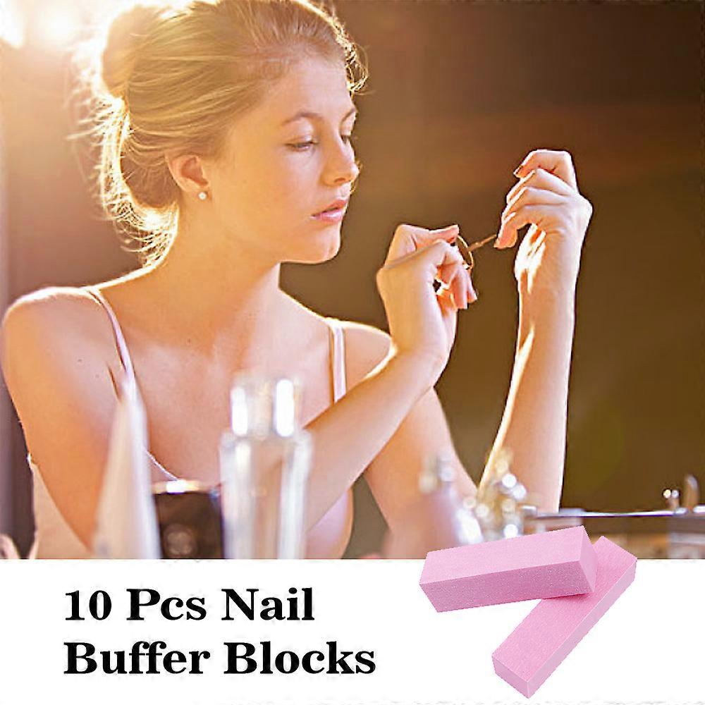 10 Pcs Nail Polishing Strips Polishing Sponge Nail Polishing Blocks Pink