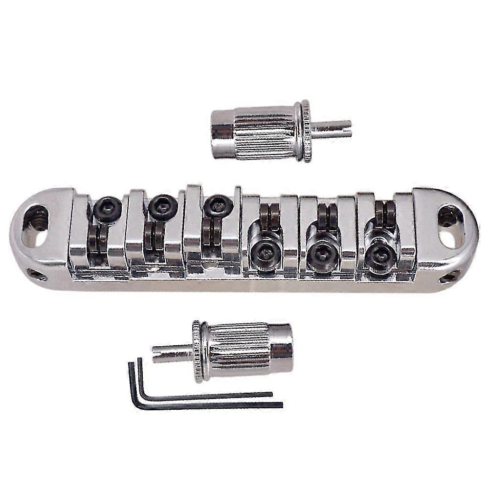 Roller Saddle Bridge Tailpiece For Lp Silver Silver Electric Guitar