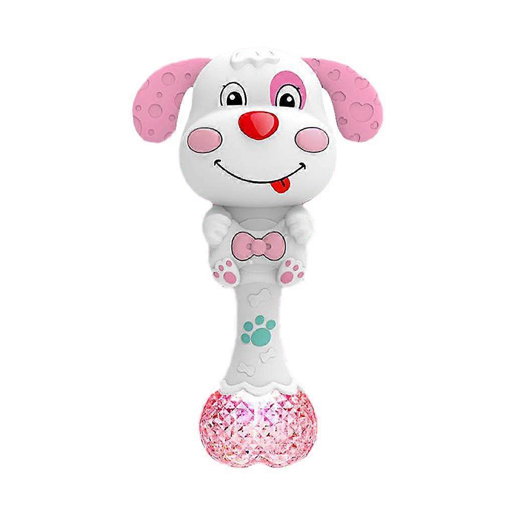 Baby Rattle Teether with Music & Light Grasp   Rattle  pink