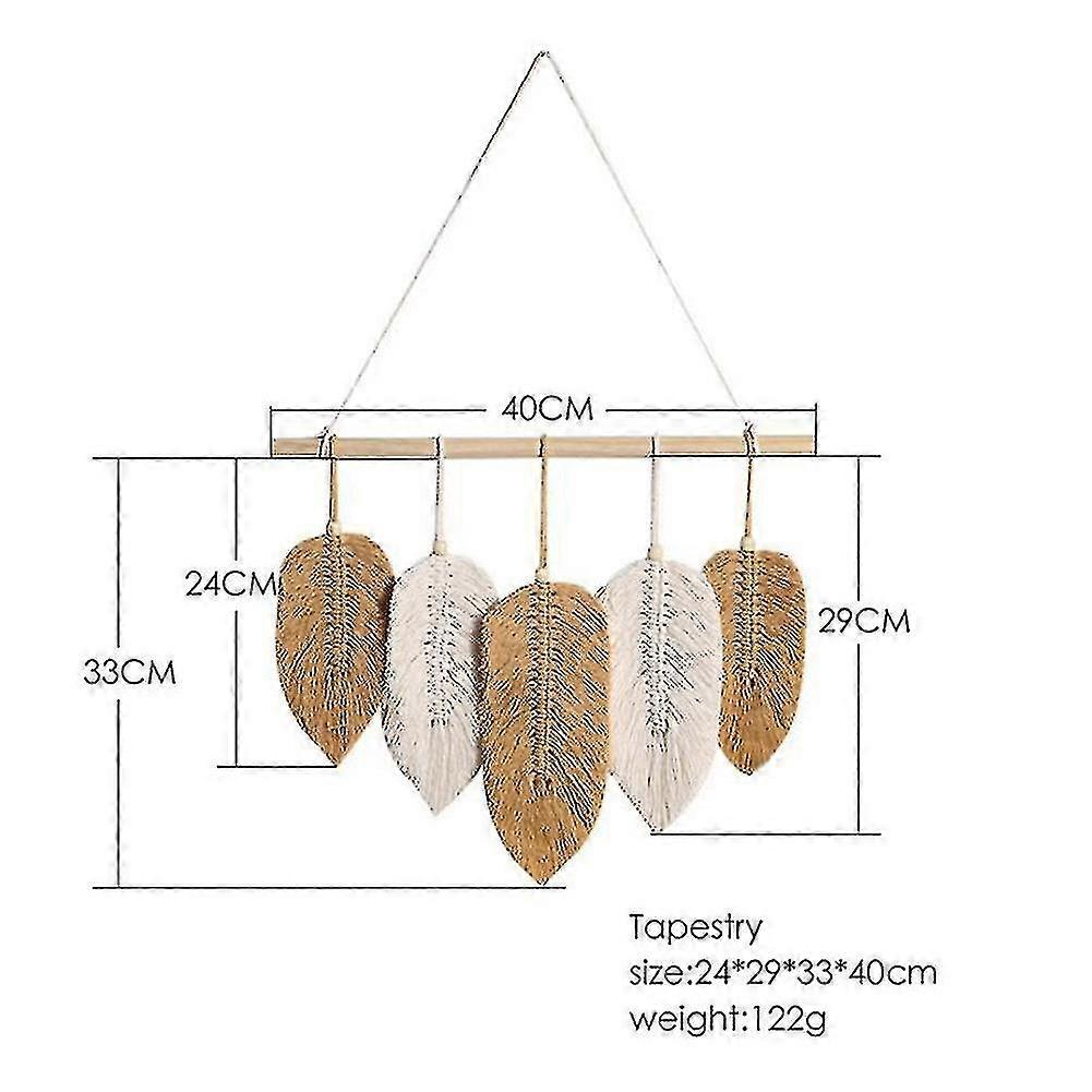 Macrame Leaf Wall Závěsná tapiserie Peří tkané listy Dekorace