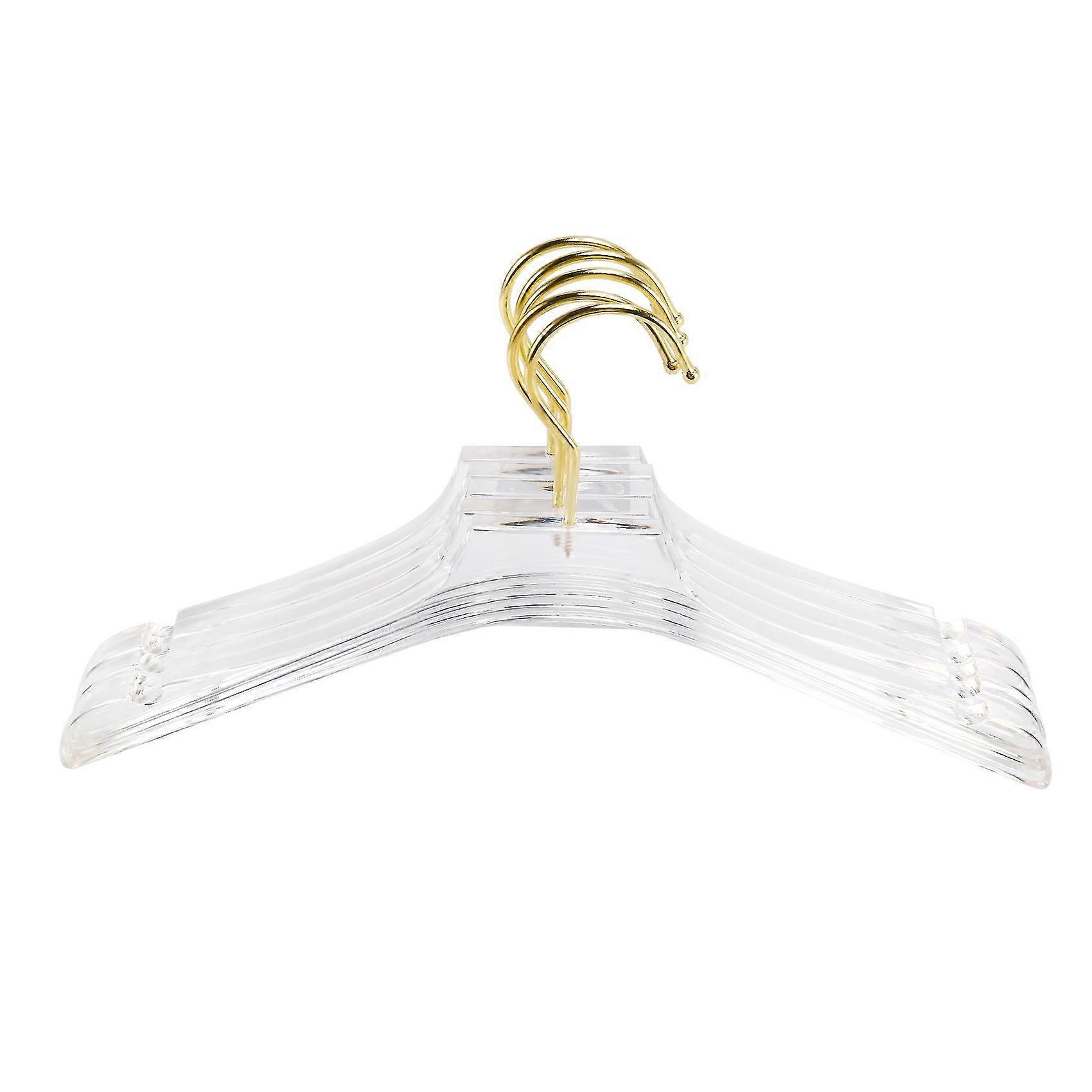 5 Pcs Clear Acrylic Clothes Hanger With Gold Hook,s A