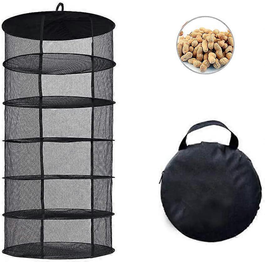 Drying Net, 6-Layer Foldable Hydroponic Drying Rack, Dry Net Herbal Dryer, Gift Storage Bag, Black