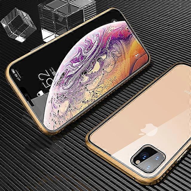 Magnetically-Adsorbed Metal Case With Screen Protector For iPhone 13 12 11 Pro Max Mini SE 2020 X XS XR 8 7 Plus Double-Sided Tempered Glass Full Phon