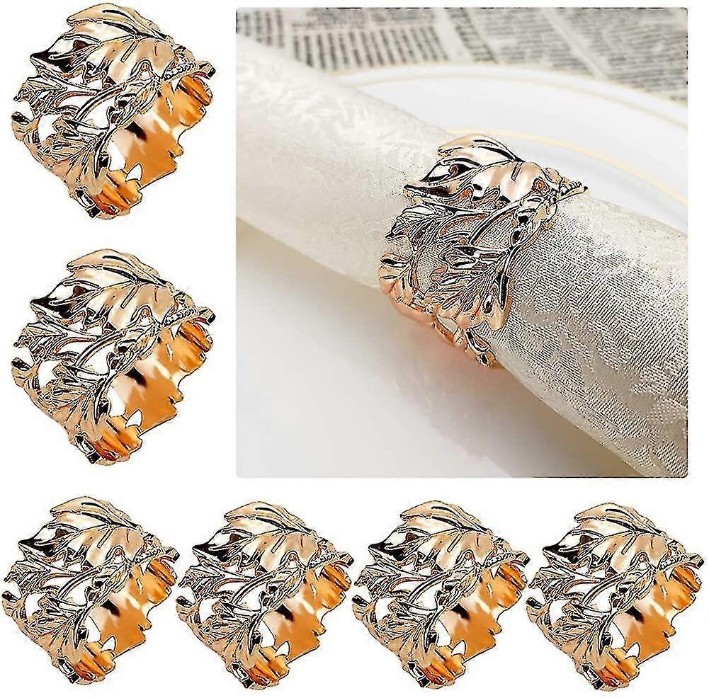 خواتم منديل, خواتم منديل, خواتم منديل ورقة 6 قطع مجموعة من خواتم منديل الذهب الجميلة