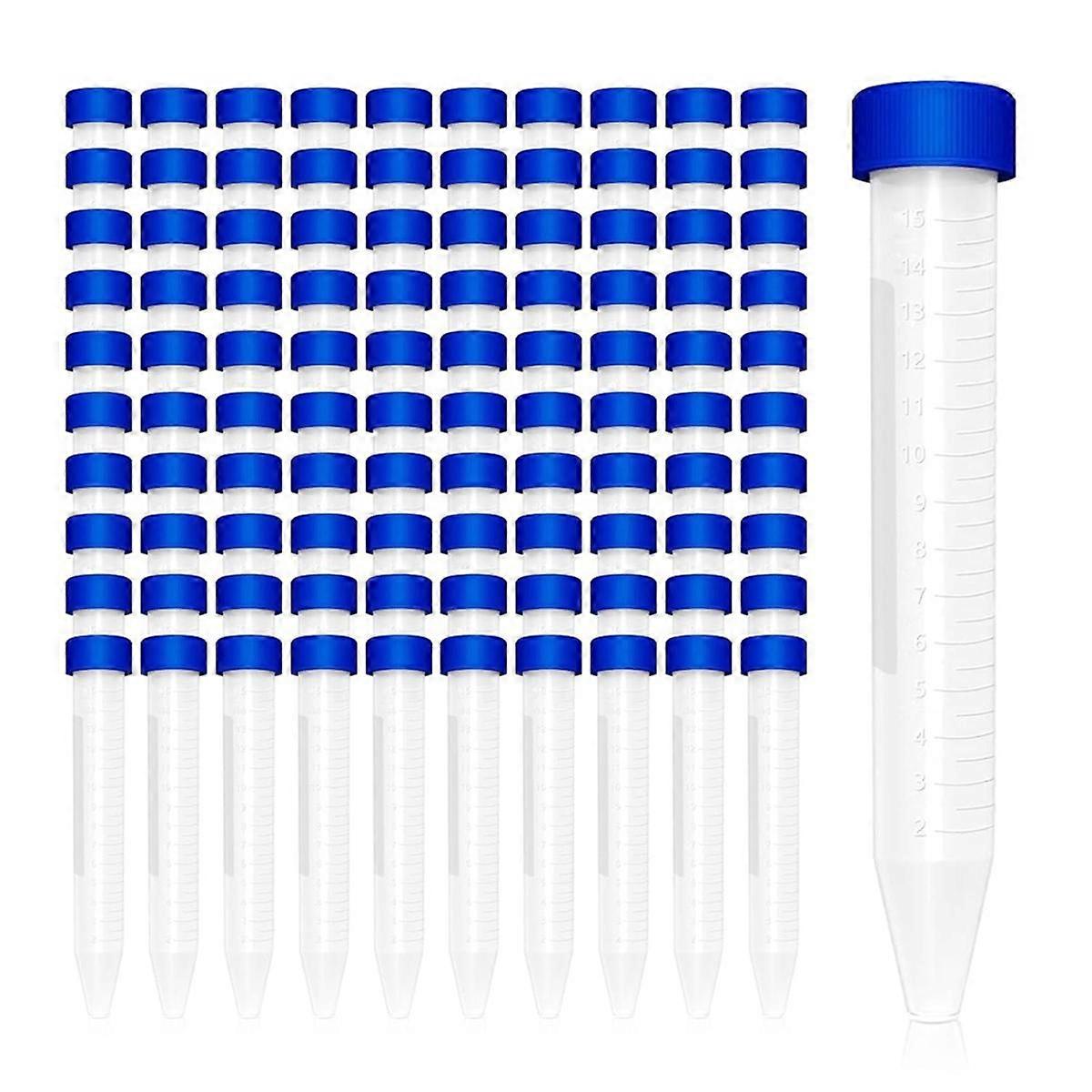 15ml Plastic Centrifuge Tubes with Screw Cap, 100 PCS 15ml Conical Tube Teat Tubes with 1PCS Centri