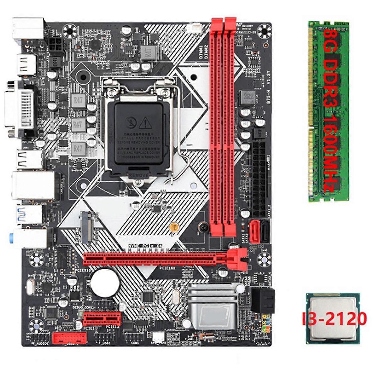 B75-H Desktop-Motherboard +I3-2120 CPU +1X8G DDR3 1600MHz RAM LGA 1155 USB 3.0 SATA 3.0 Computer-Motherboard