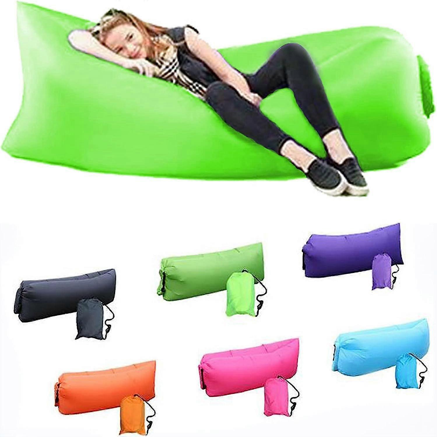 Green Inflatable Sofa - Waterproof - Airtight, With Portable Inflatable Sofa, Suitable For Travel, Camping, Hiking, Pool And Beach Parties.