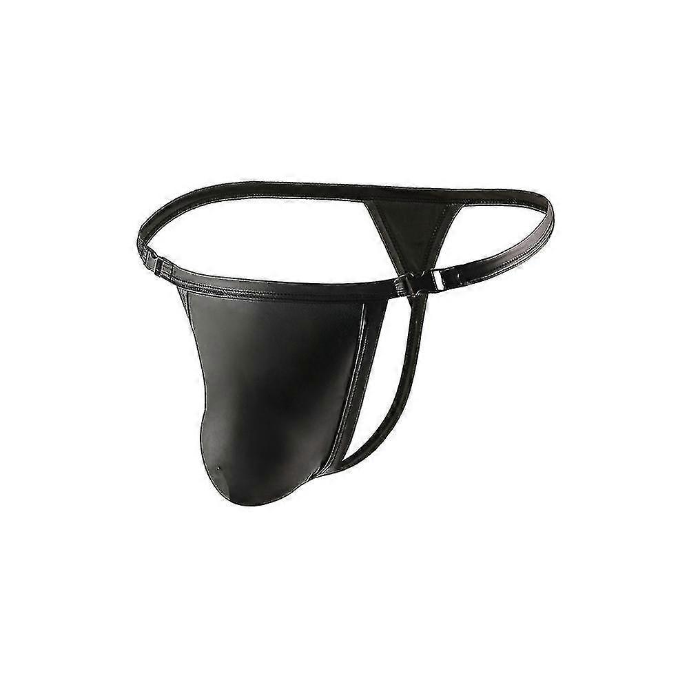 Herren Kunstleder Schnalle T-Rücken G-String String String Slips Beutel Unterhose Unterwäsche