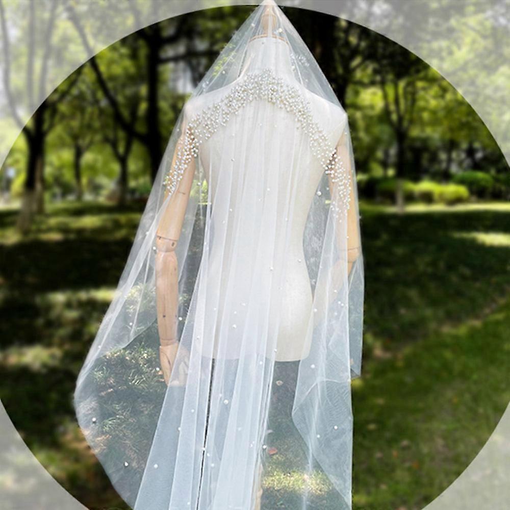 Châle mi-long Voile de mariée Coiffe de mariage élégante en maille de perle