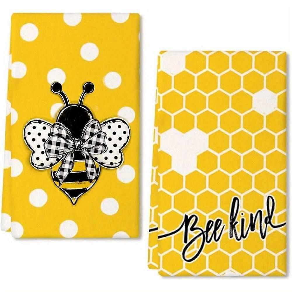 1/2pcs Bee Kind Polka Dot Kitchen Towels - Ultra Absorbent 18x26 Inch Dish Towels for Spring and Summer Decor, Perfect for Drying and Cleaning, Ideal