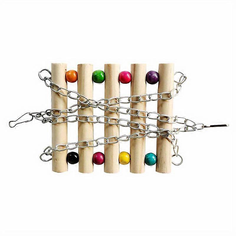 1pc Pet Wooden Ladder Climbing Swing for Parrots - Fun Hammock Toy for Medium and Small Parakeets and Budgies