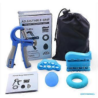 Adjustable Hand Grip Strengthener Kit (6 Pack) - Counting Forearm Trainer, Grip Ring, Finger Stretcher, Finger Exercise