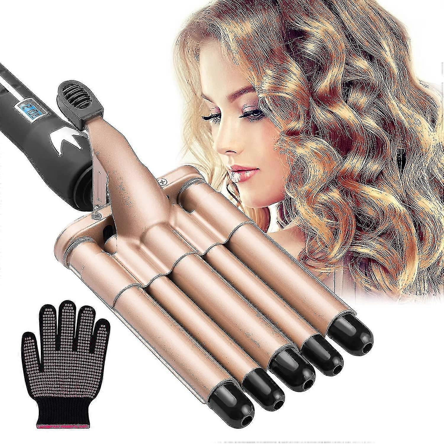 Fer à friser à 5 barils Affichage à double tension - 1/2 pouce (15 mm) Tube en carbure de calcium en céramique, Te Hh20