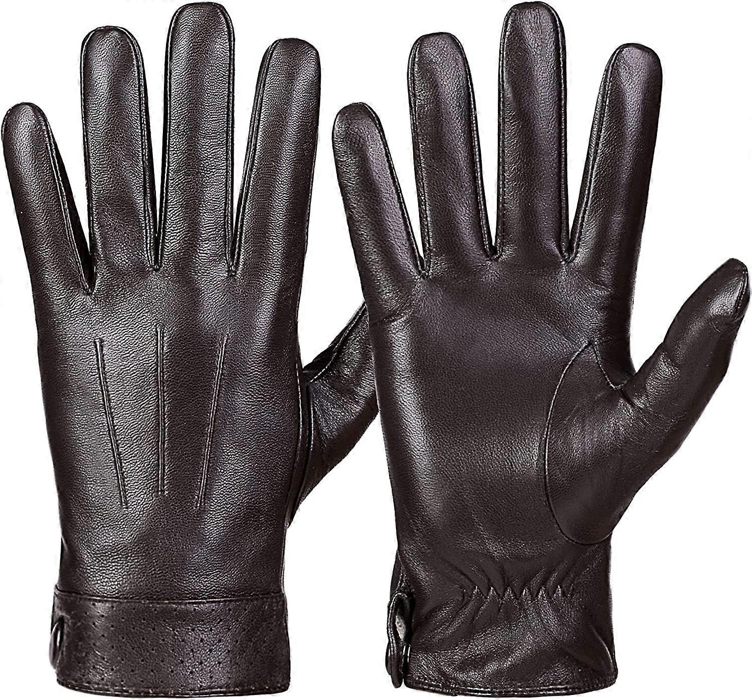 Winter Genuine Sheepskin Leather Gloves for Men. Warm Touchscreen Texting