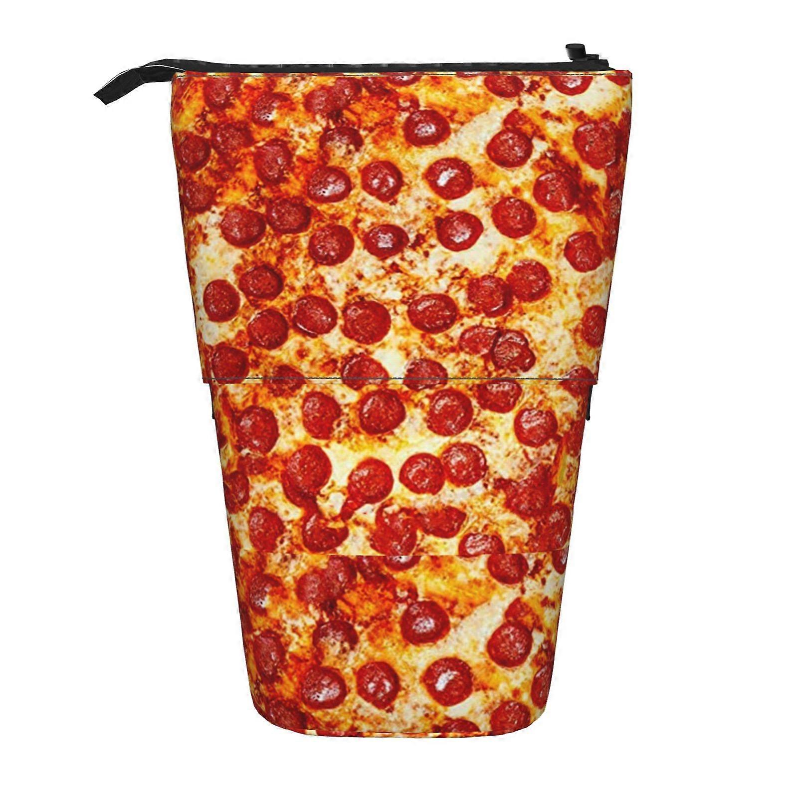 واقعية بيتزا الغذاء مقلمة الوقوف حقيبة قلم رصاص تلسكوبي مقلمة مع سحاب حقيبة ماكياج محمولة