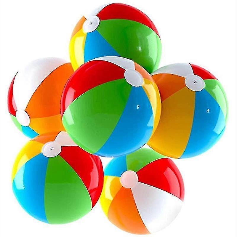 Inflatable Beach Balls 6 Pack , Rainbow Beach Ball Pool Toys