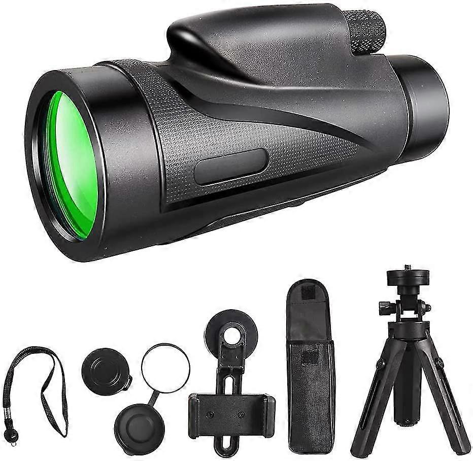 Monocular Telescope With Smartphone Adapter Tripod, Hd 12x50 Waterproof , Bak4 Fmc Prism