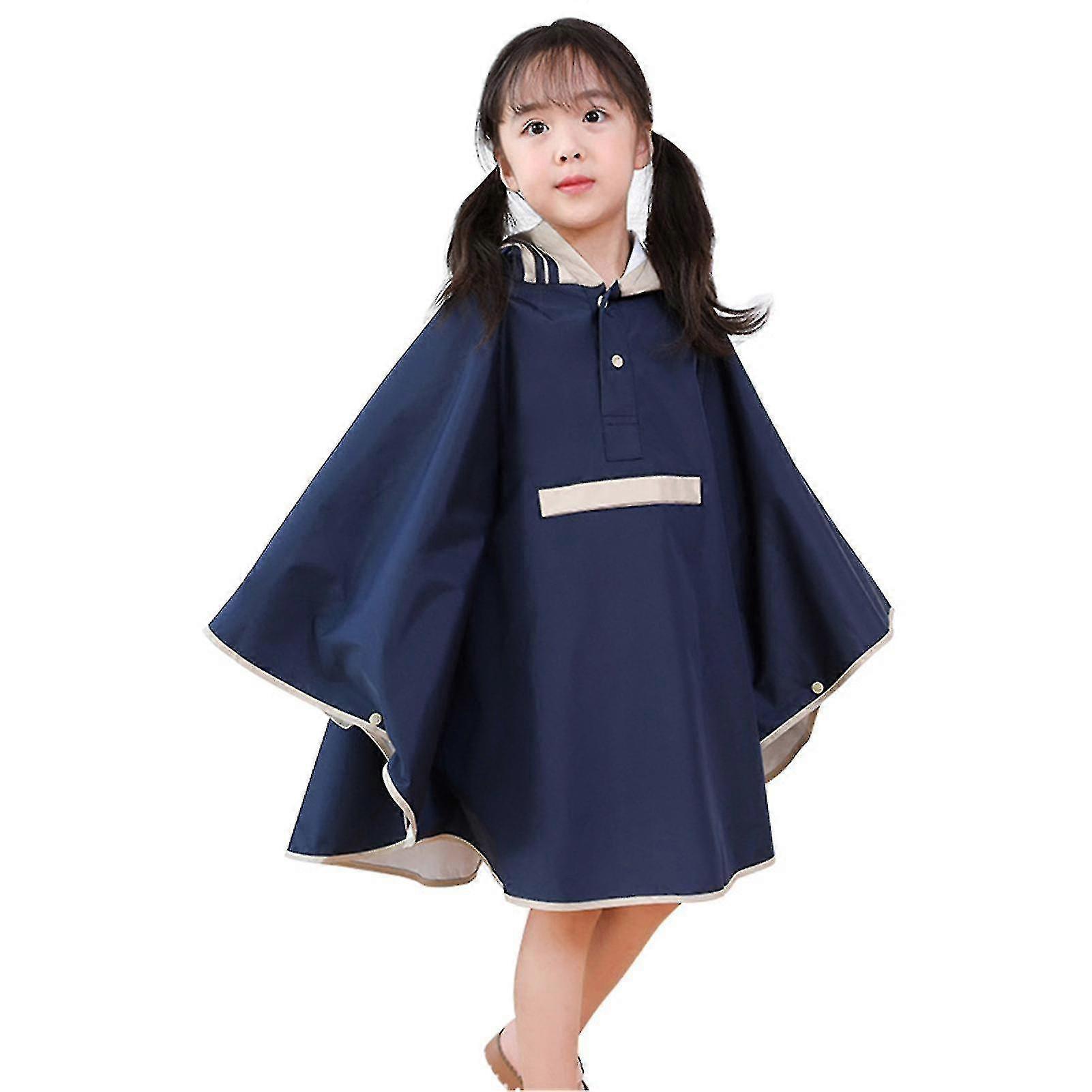 Rain Cape For Kids Waterproof Cloak Rain Suit With Front Pocket For Unisex