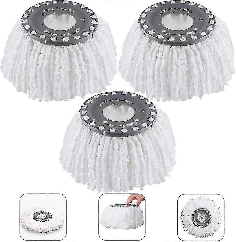 3pcs Microfiber Broom Heads,round Replacement Mop Heads 360 Rotate(diameter16cm)