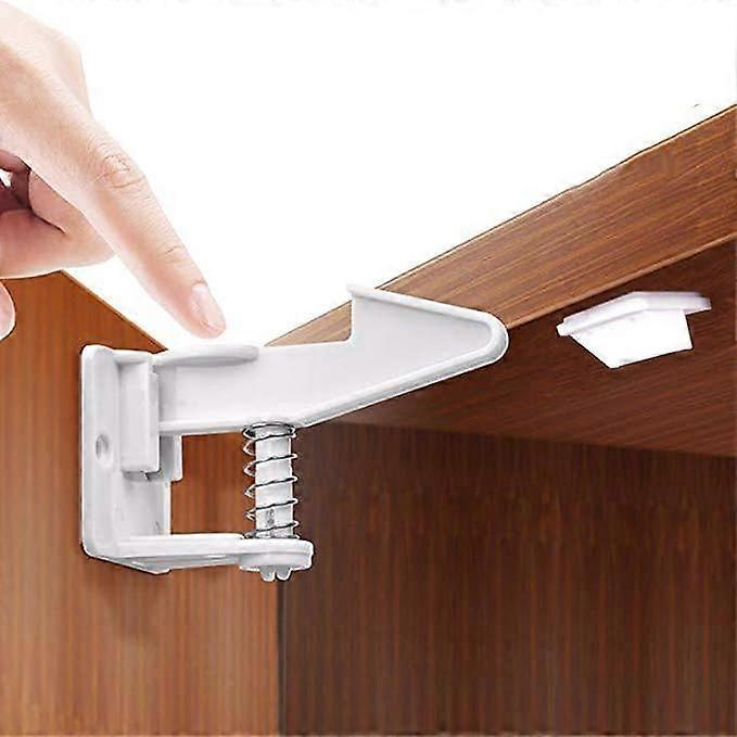 Baby Safety Locks 10 pcs Child Cabinet Locks, Invisible Locks for Fridge Drawers Cupboards with 3M Adhesive Tape No Tools or Drilling Required(White)