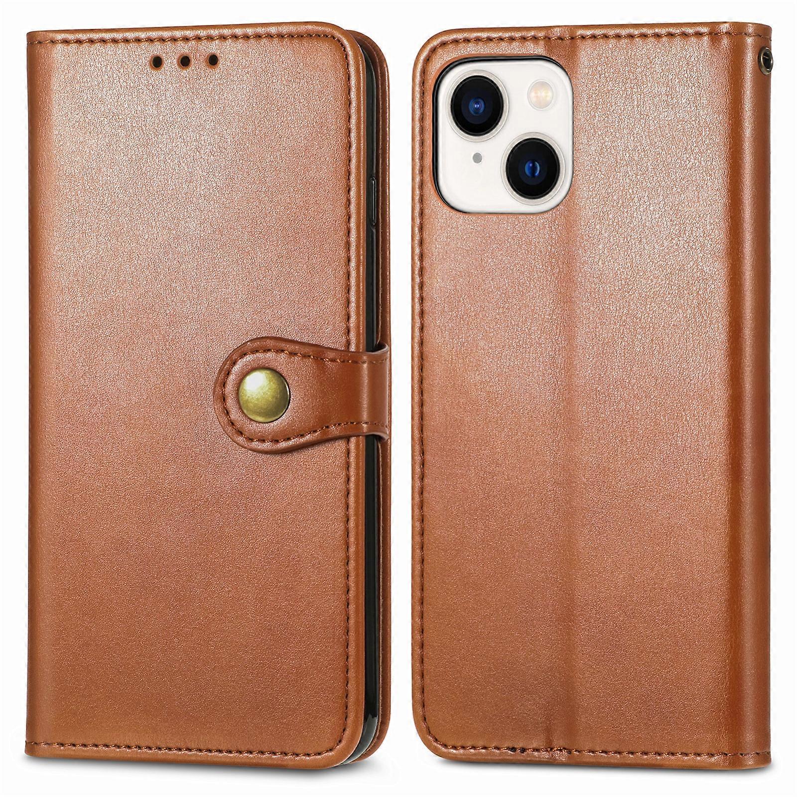 Solid Color Buckle Leather Case For iPhone 15