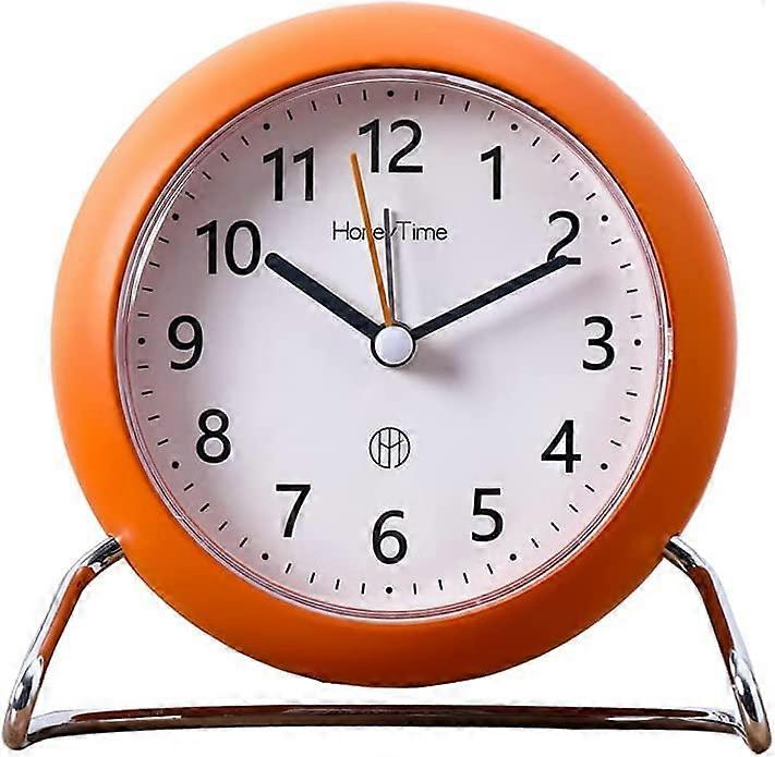 4 Inch Round Non-Ticking Alarm Clock, Battery Operated, Light Emitting Function, Super Silent Alarm Clock, Simple and Stylish Design for DeskBedroom