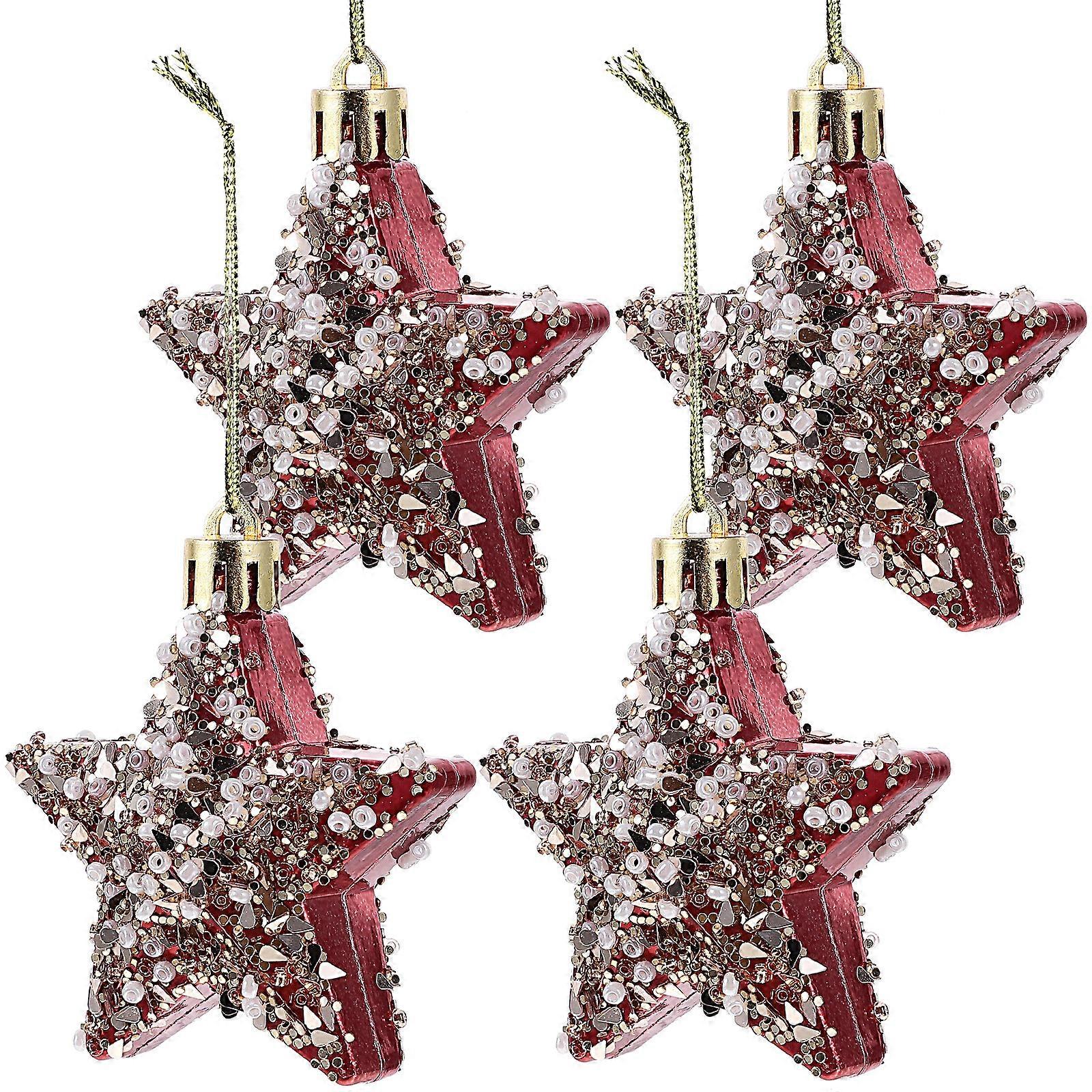 4ピースクリスマススターシェイプハンギングペンダントクリスマススターペンダントクリスマスツリーハニングデコレーション