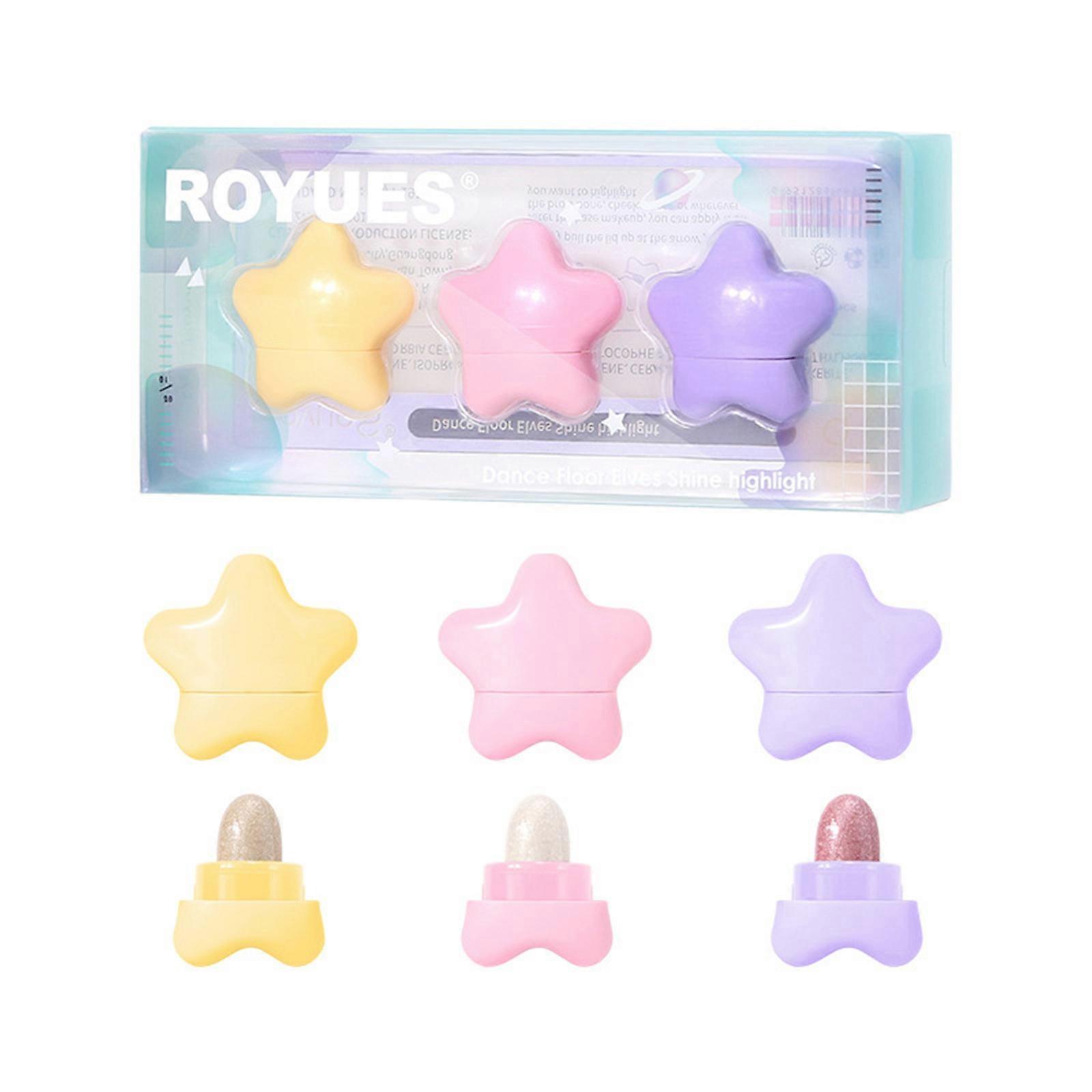 3 Pcs MakeupLongwear Highlighter Shaping Stick Cream Highlighter Stick