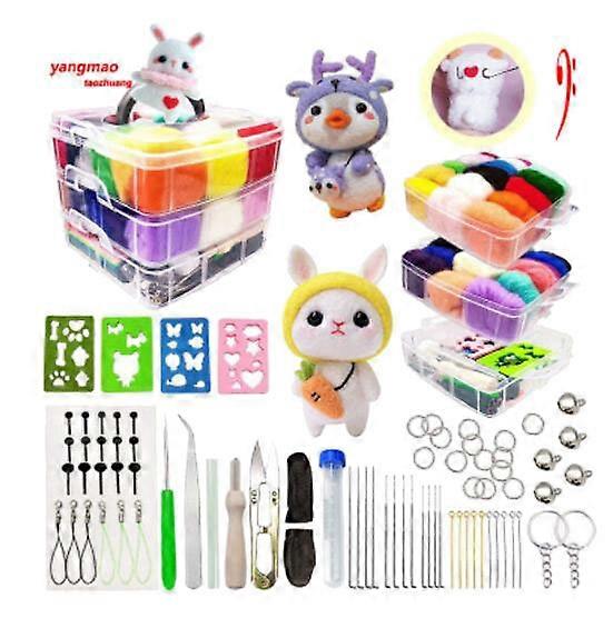 Needle Felting Kits, Wool Roving 50 Colors Set Tools